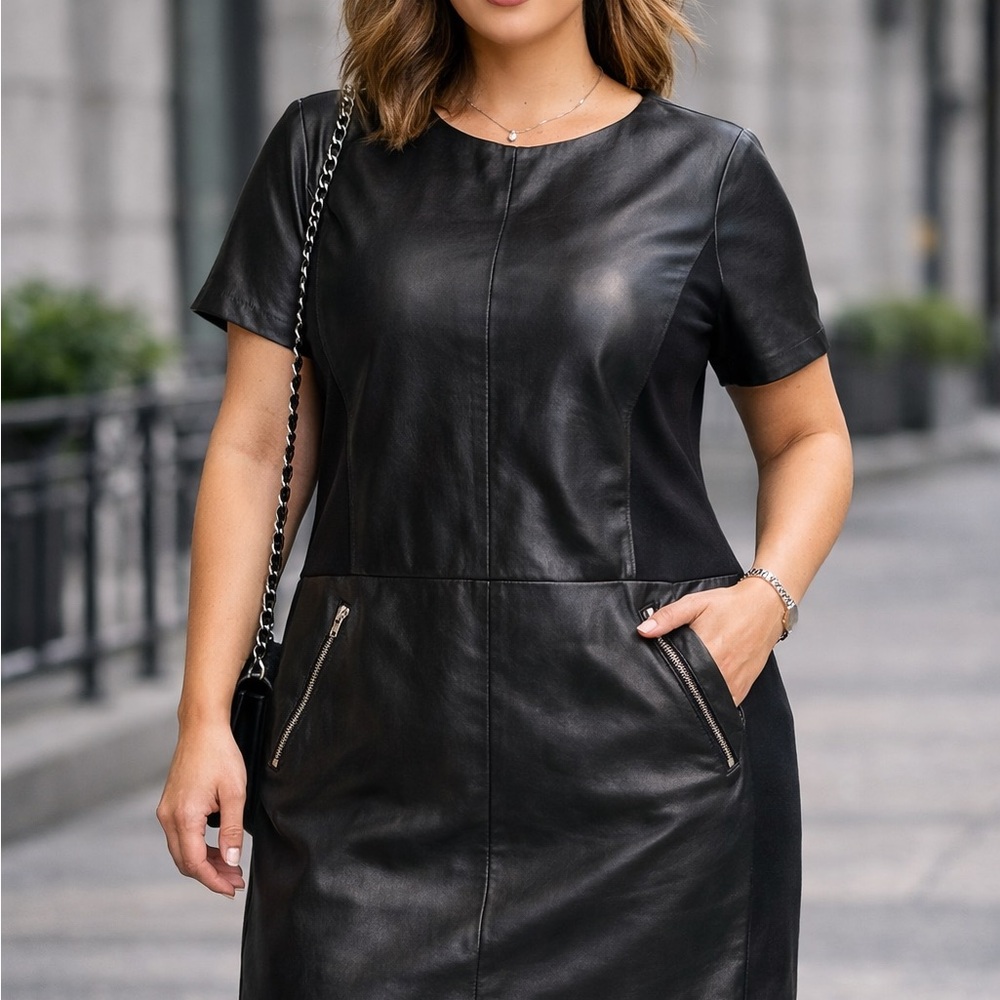 Halogen Black Faux Leather Dress